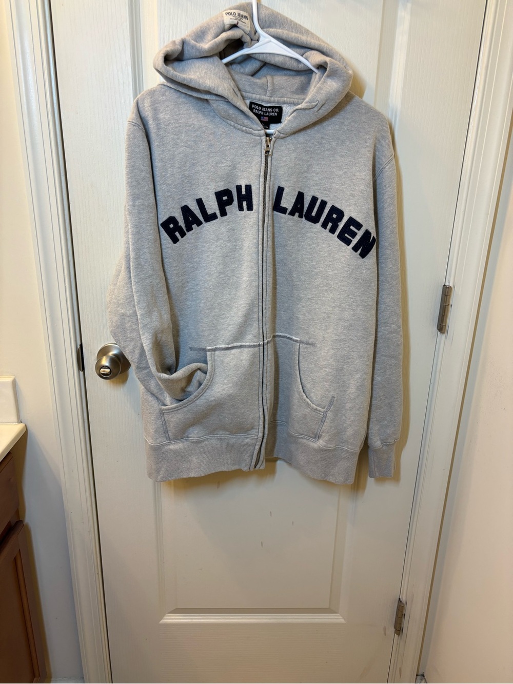 Vintage 90s Y2K Polo Jeans Co Ralph Lauren Men's L Gray Full Zip Hoodie